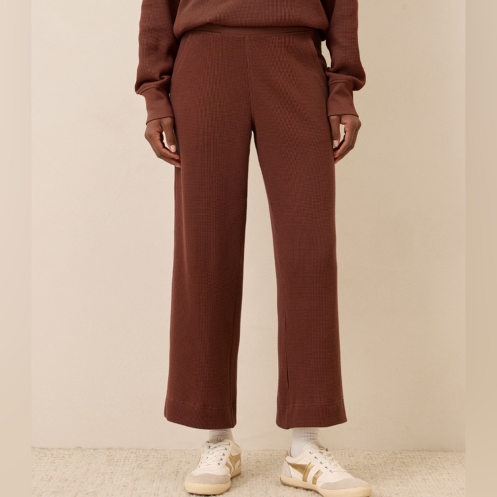 Pact Organic Thermal Waffle Knit Wide Leg Pant Mahogany Brown 3XL